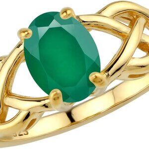 8X6mm Oval Shape Birthstone Gemstone Antique Finishing or Yellow Gold Plated 925